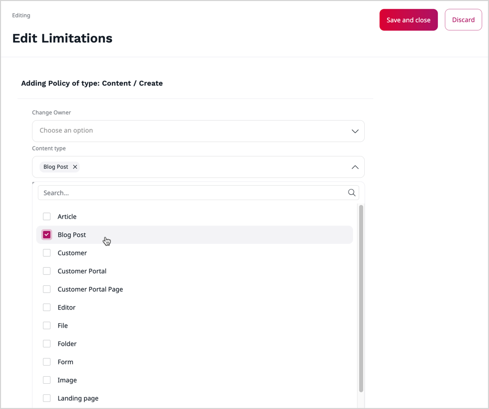Adding limitations to a policy