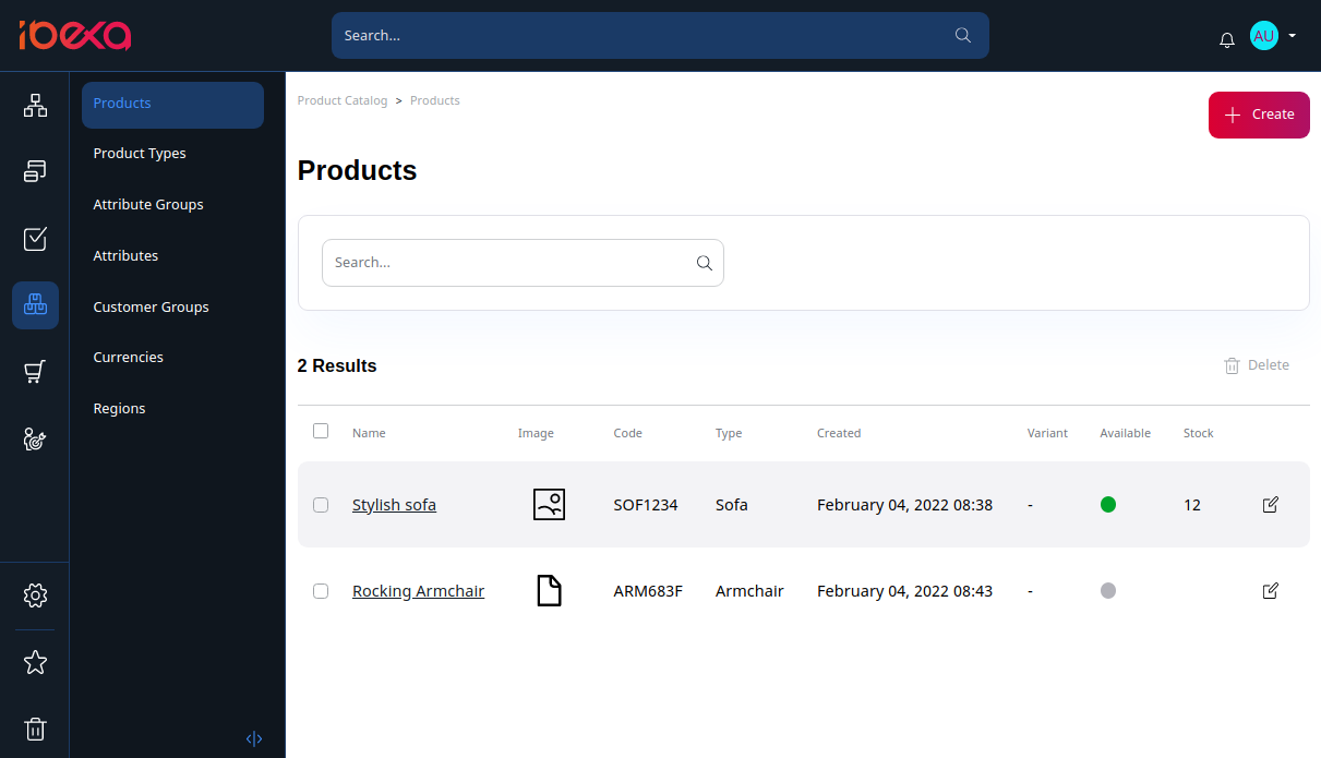 Product catalog