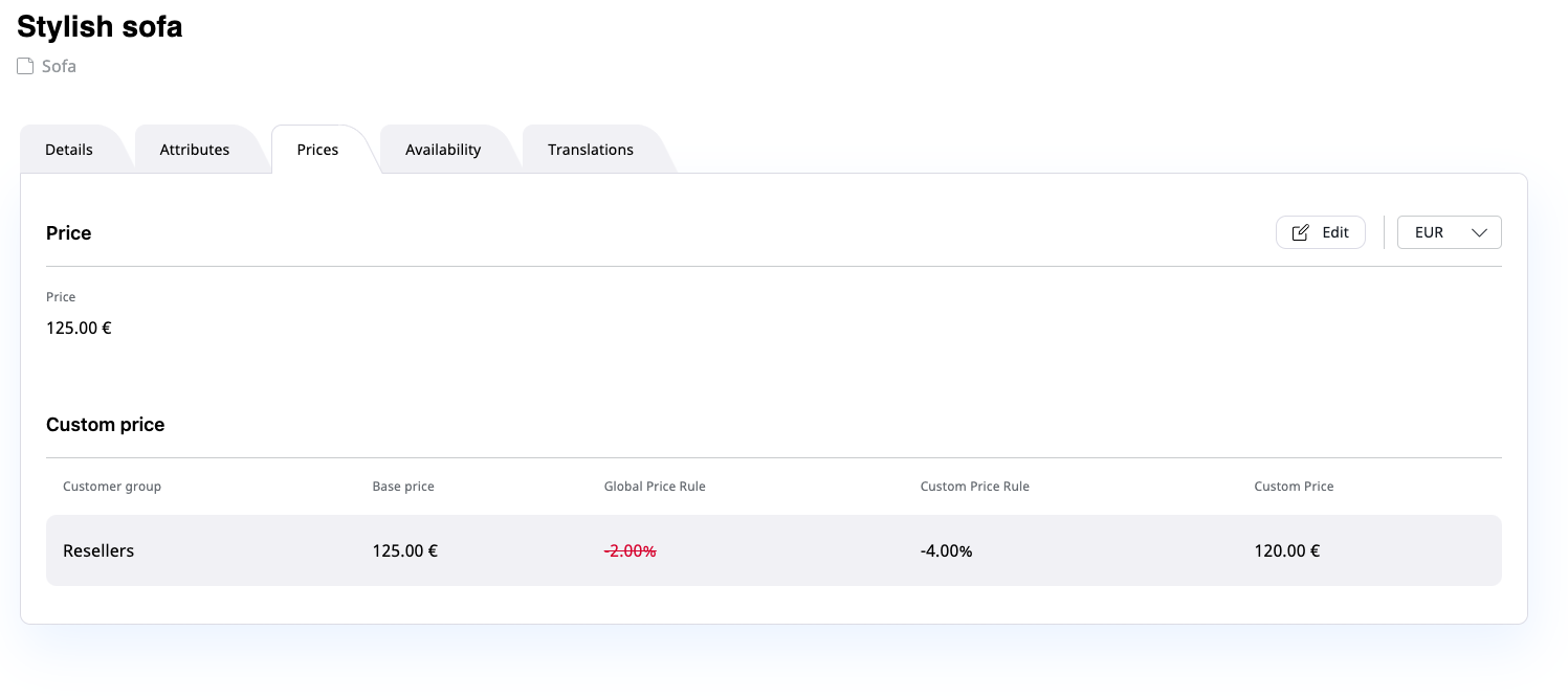 Managing prices in the new product catalog Price management