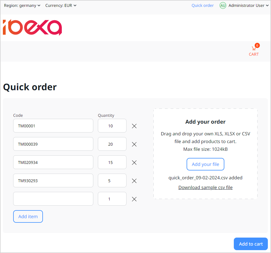 Quick order Quick order
