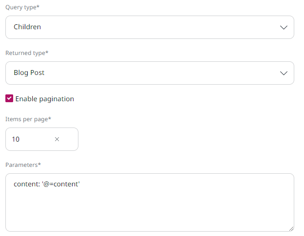 Content query field definition